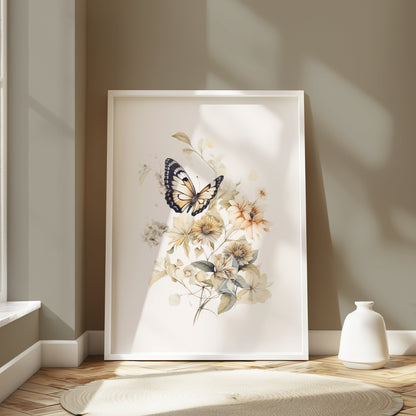 Premium Poster of Beautifully Intricate Butterfly and Floral Design Posters