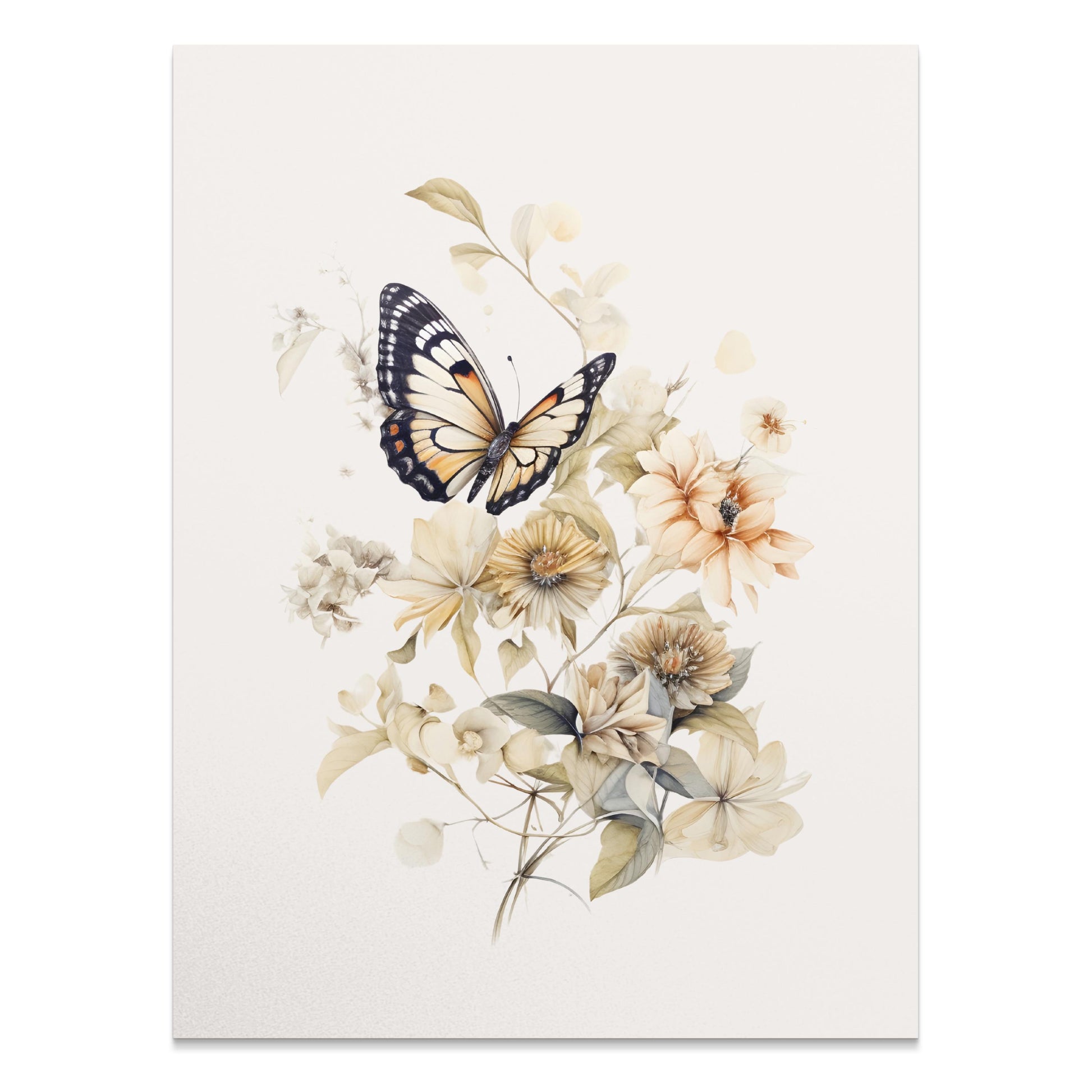 Premium Poster of Beautifully Intricate Butterfly and Floral Design Posters