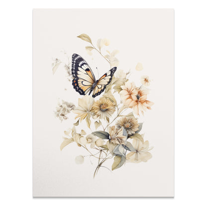 Premium Poster of Beautifully Intricate Butterfly and Floral Design Posters