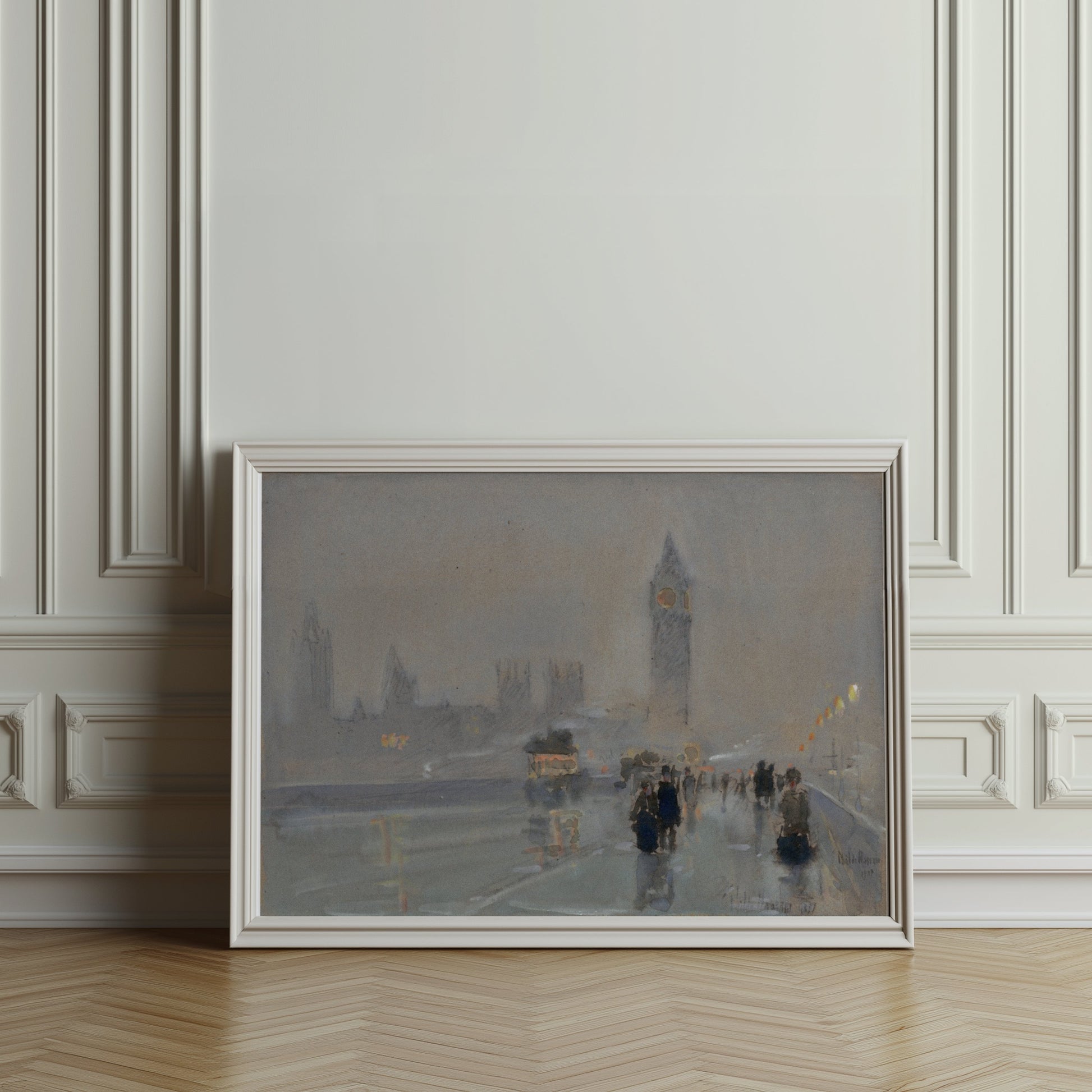 Premium Poster of Big Ben London Skyline in Foggy Night Walkway Posters