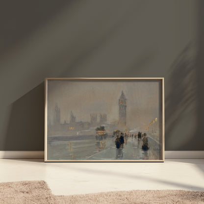 Premium Poster of Big Ben London Skyline in Foggy Night Walkway Posters