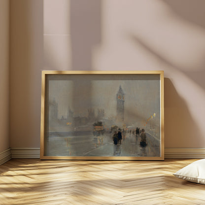 Premium Poster of Big Ben London Skyline in Foggy Night Walkway Posters