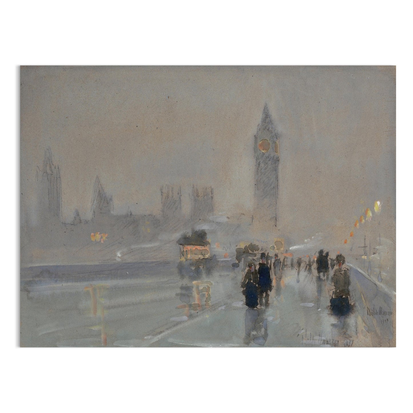 Premium Poster of Big Ben London Skyline in Foggy Night Walkway Posters