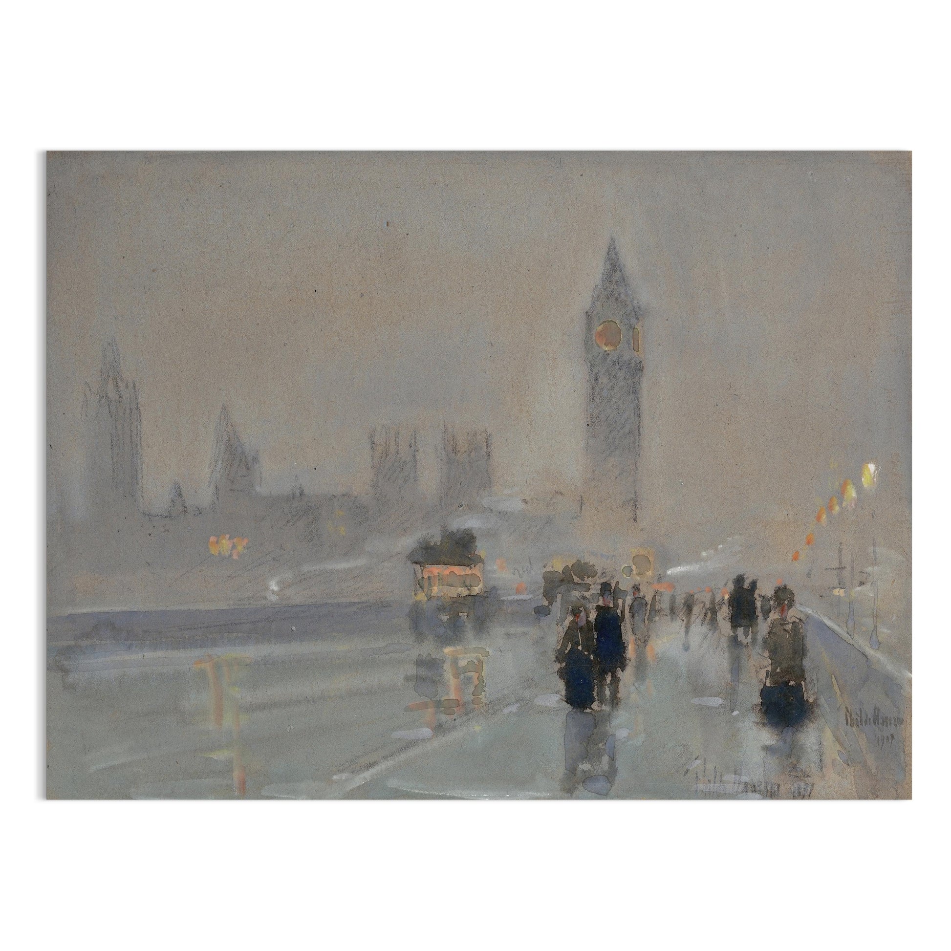 Premium Poster of Big Ben London Skyline in Foggy Night Walkway Posters