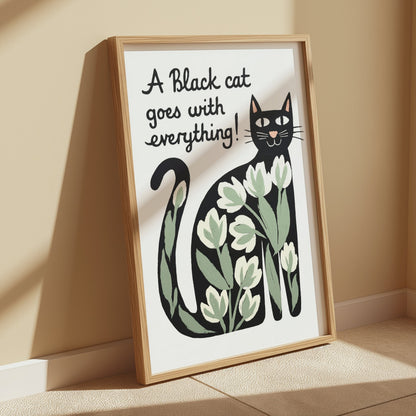 Premium Poster of Black Cat Goes with Everything Artistic Posters