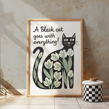 Premium Poster of Black Cat Goes with Everything Artistic Posters