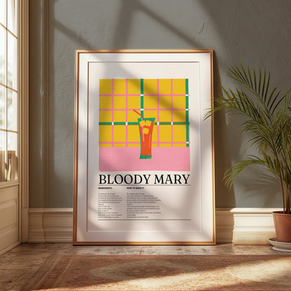 Premium Poster of Bloody Mary Cocktail Recipe Kitchen Decor Art Posters