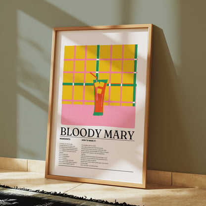 Premium Poster of Bloody Mary Cocktail Recipe Kitchen Decor Art Posters