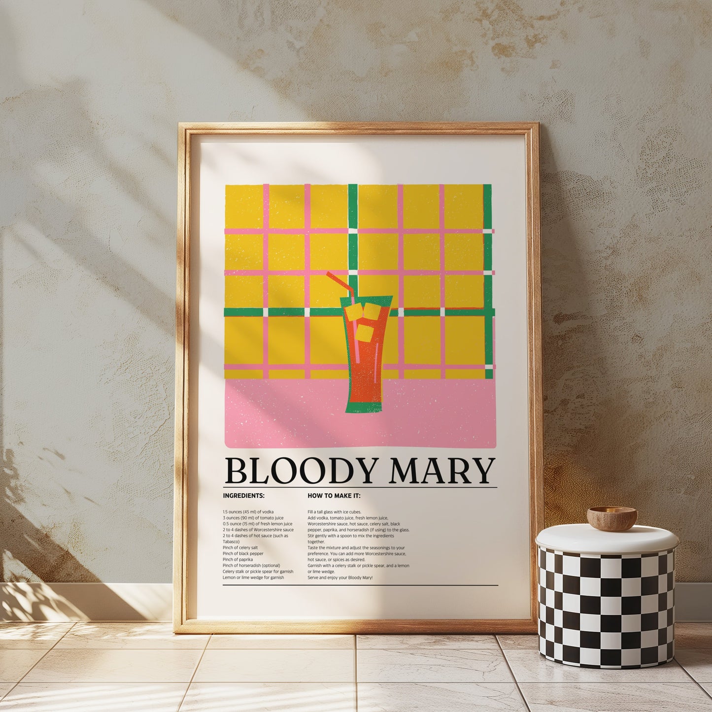 Premium Poster of Bloody Mary Cocktail Recipe Kitchen Decor Art Posters