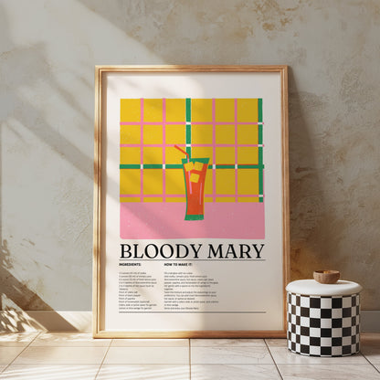 Premium Poster of Bloody Mary Cocktail Recipe Kitchen Decor Art Posters