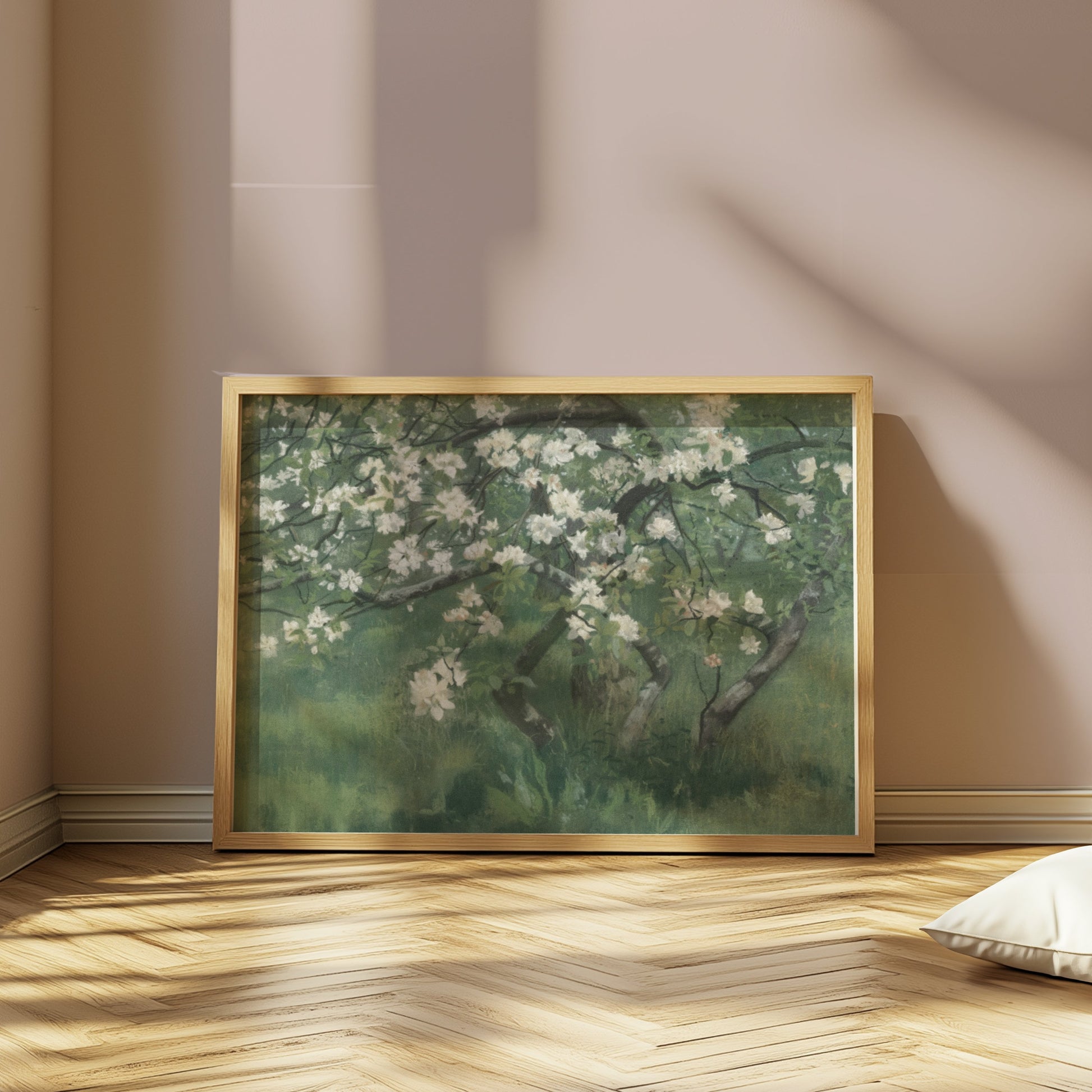 Premium Poster of Blossoming Tree with White Flowers Art Print Posters