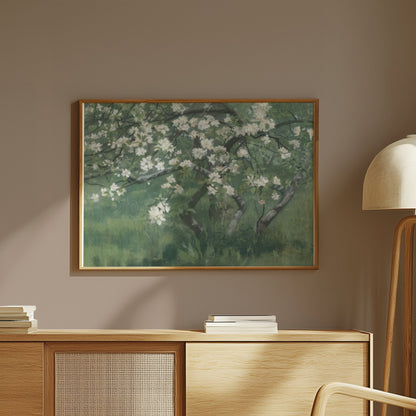 Premium Poster of Blossoming Tree with White Flowers Art Print Posters