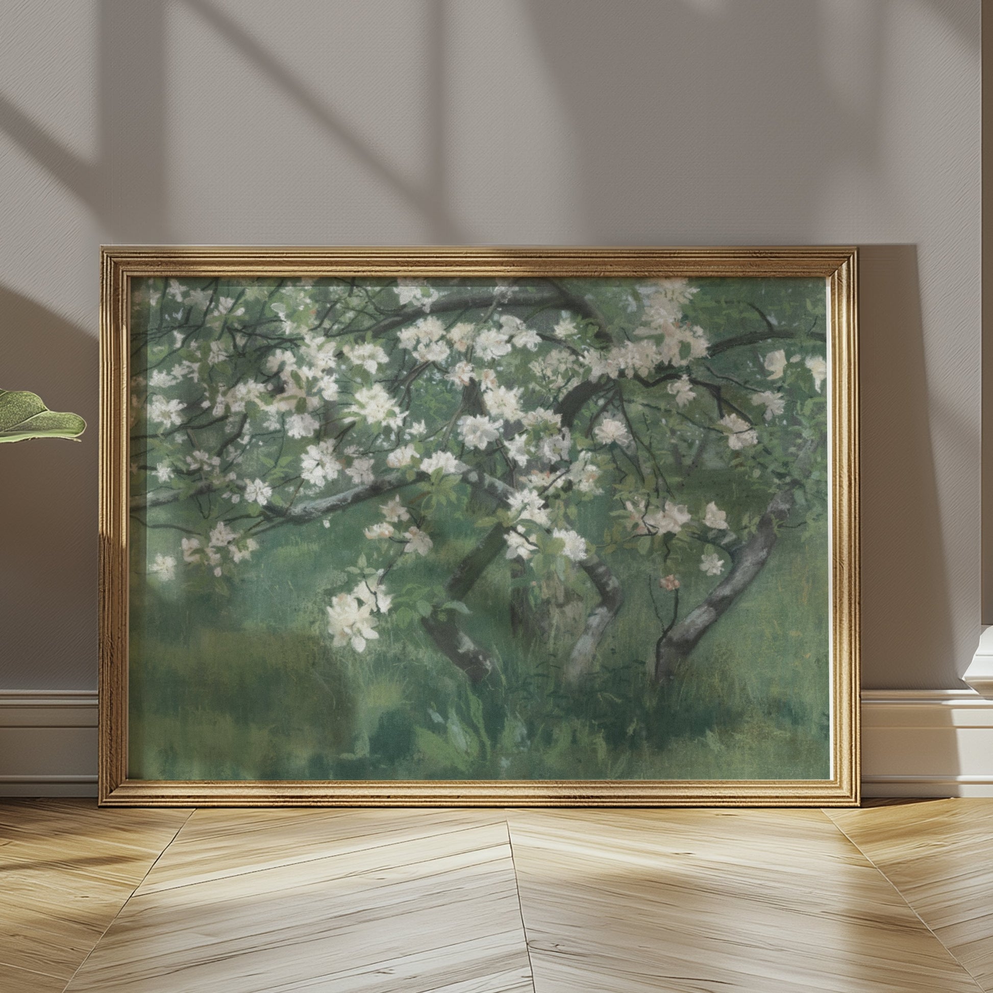 Premium Poster of Blossoming Tree with White Flowers Art Print Posters