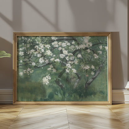Premium Poster of Blossoming Tree with White Flowers Art Print Posters