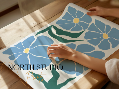 Premium Poster of Blue Flower Abstract Wall Art Posters