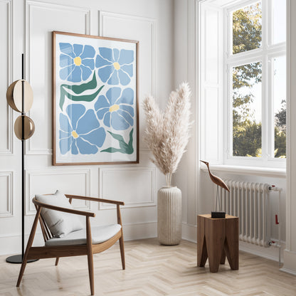 Premium Poster of Blue Flower Abstract Wall Art Posters