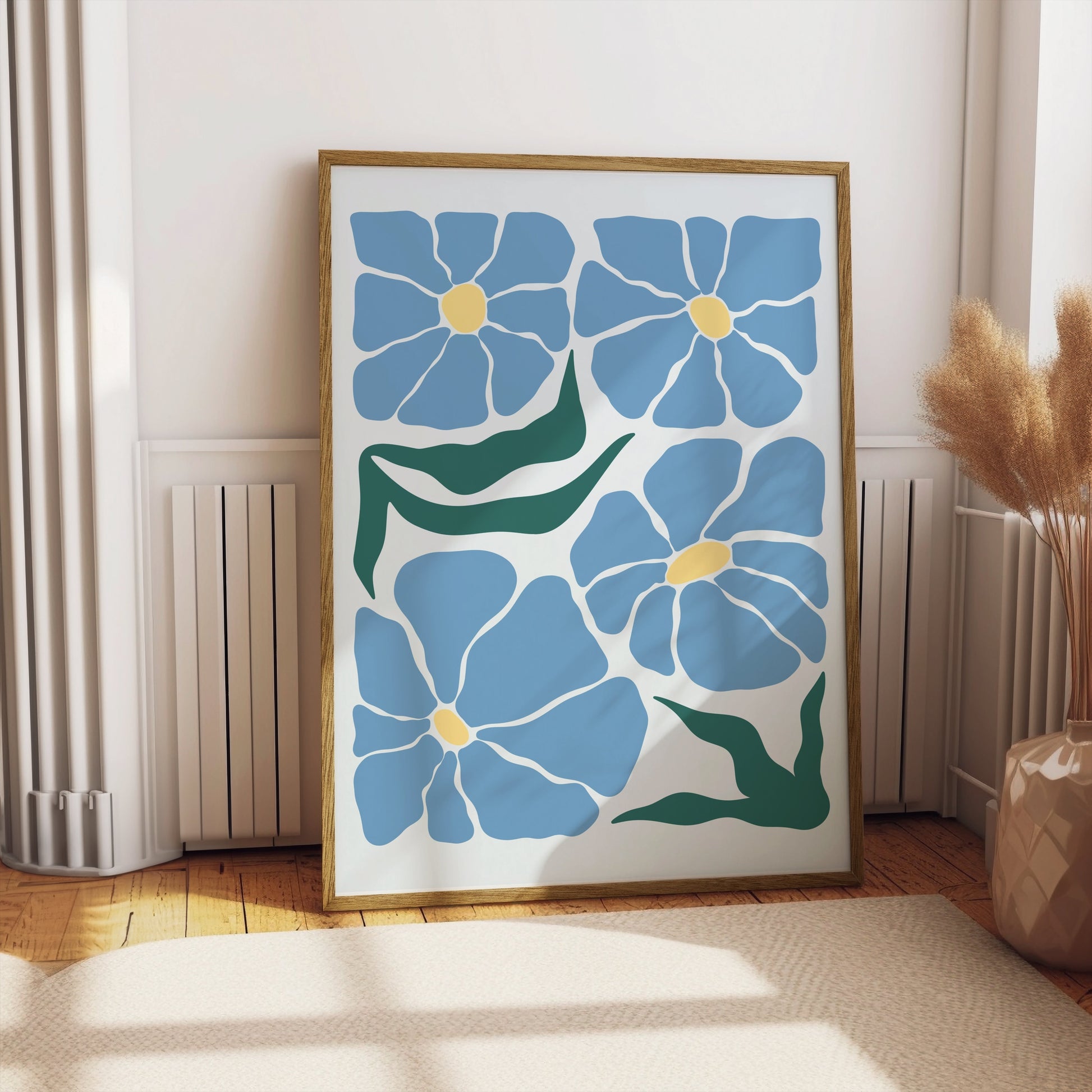 Premium Poster of Blue Flower Abstract Wall Art Posters