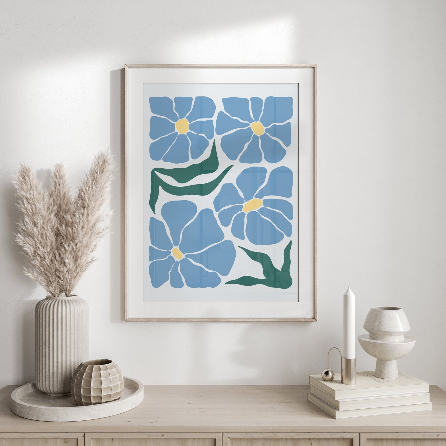 Premium Poster of Blue Flower Abstract Wall Art Posters
