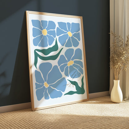 Premium Poster of Blue Flower Abstract Wall Art Posters