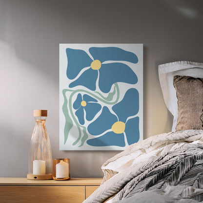Premium Poster of Blue Flowers Abstract Art Floral Design Canvas Wraps