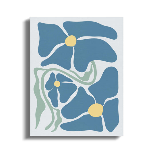 Premium Poster of Blue Flowers Abstract Art Floral Design Canvas Wraps