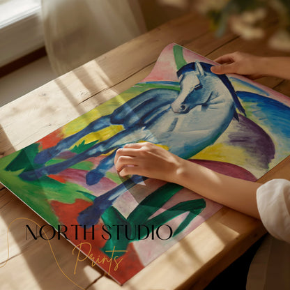 Premium Poster of Blue Horse Expressionist Art Decor Posters