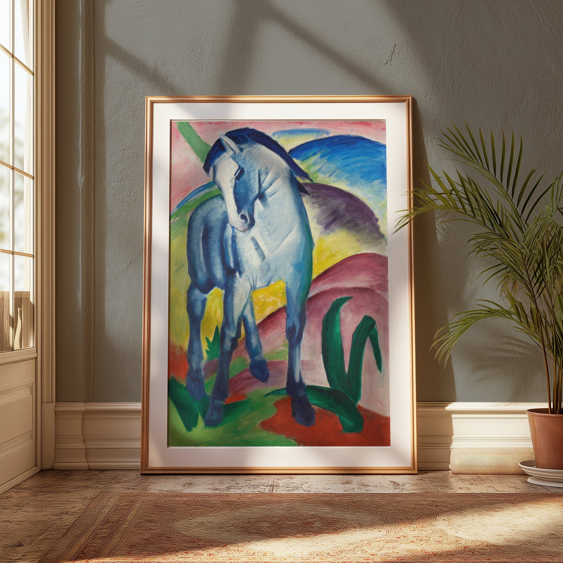Premium Poster of Blue Horse Expressionist Art Decor Posters