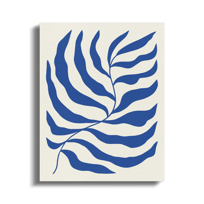 Premium Poster of Blue Leaf Pattern Floral Wall Art Canvas Wraps