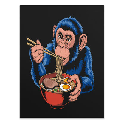 Premium Poster of Blue Monkey Eating Ramen Unique Art Posters
