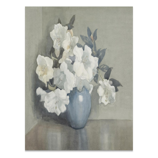 Premium Poster of Blue Vase with White Flowers Art Posters