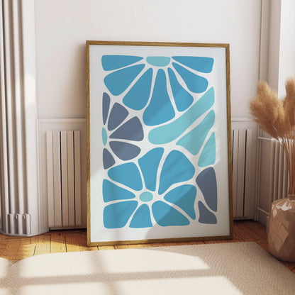 Premium Poster of Blue and Grey Abstract Floral Design Posters