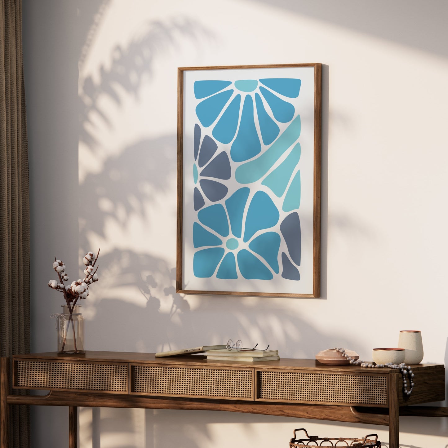 Premium Poster of Blue and Grey Abstract Floral Design Posters