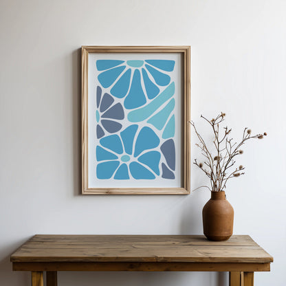 Premium Poster of Blue and Grey Abstract Floral Design Posters