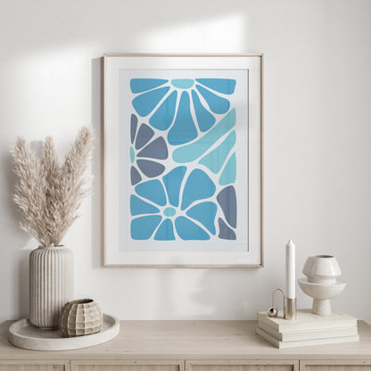 Premium Poster of Blue and Grey Abstract Floral Design Posters