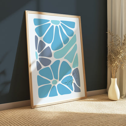 Premium Poster of Blue and Grey Abstract Floral Design Posters