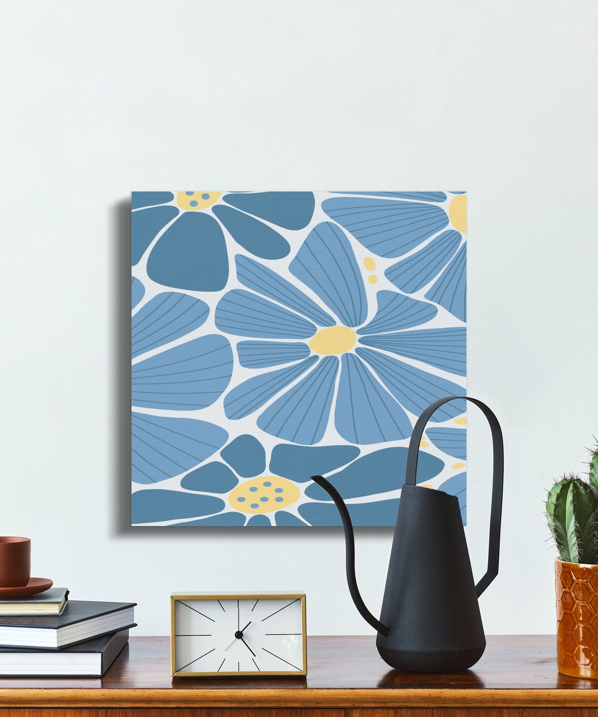 Premium Poster of Blue and Yellow Floral Wall Art Canvas Wraps