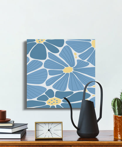 Premium Poster of Blue and Yellow Floral Wall Art Canvas Wraps
