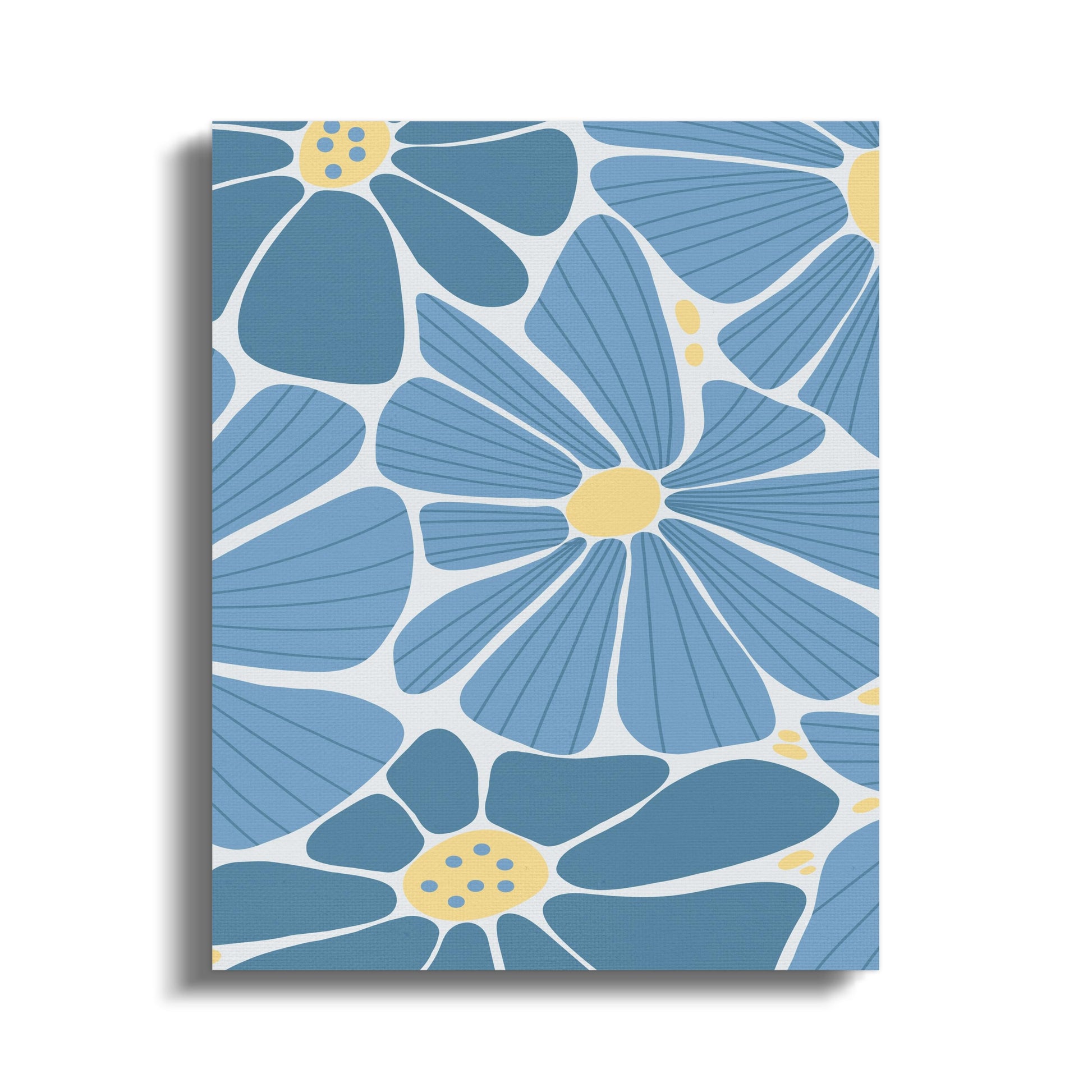 Premium Poster of Blue and Yellow Floral Wall Art Canvas Wraps