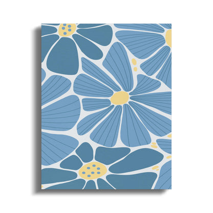 Premium Poster of Blue and Yellow Floral Wall Art Canvas Wraps