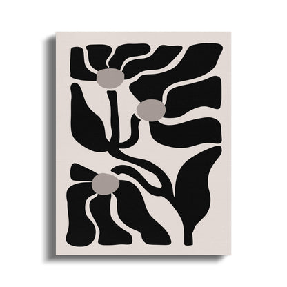 Premium Poster of Bold Abstract Floral Wall Art Black and Beige Canvas Wraps