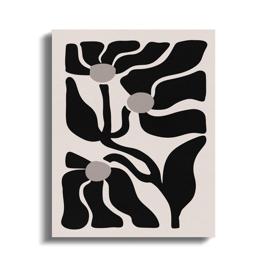 Premium Poster of Bold Abstract Floral Wall Art Black and Beige Canvas Wraps