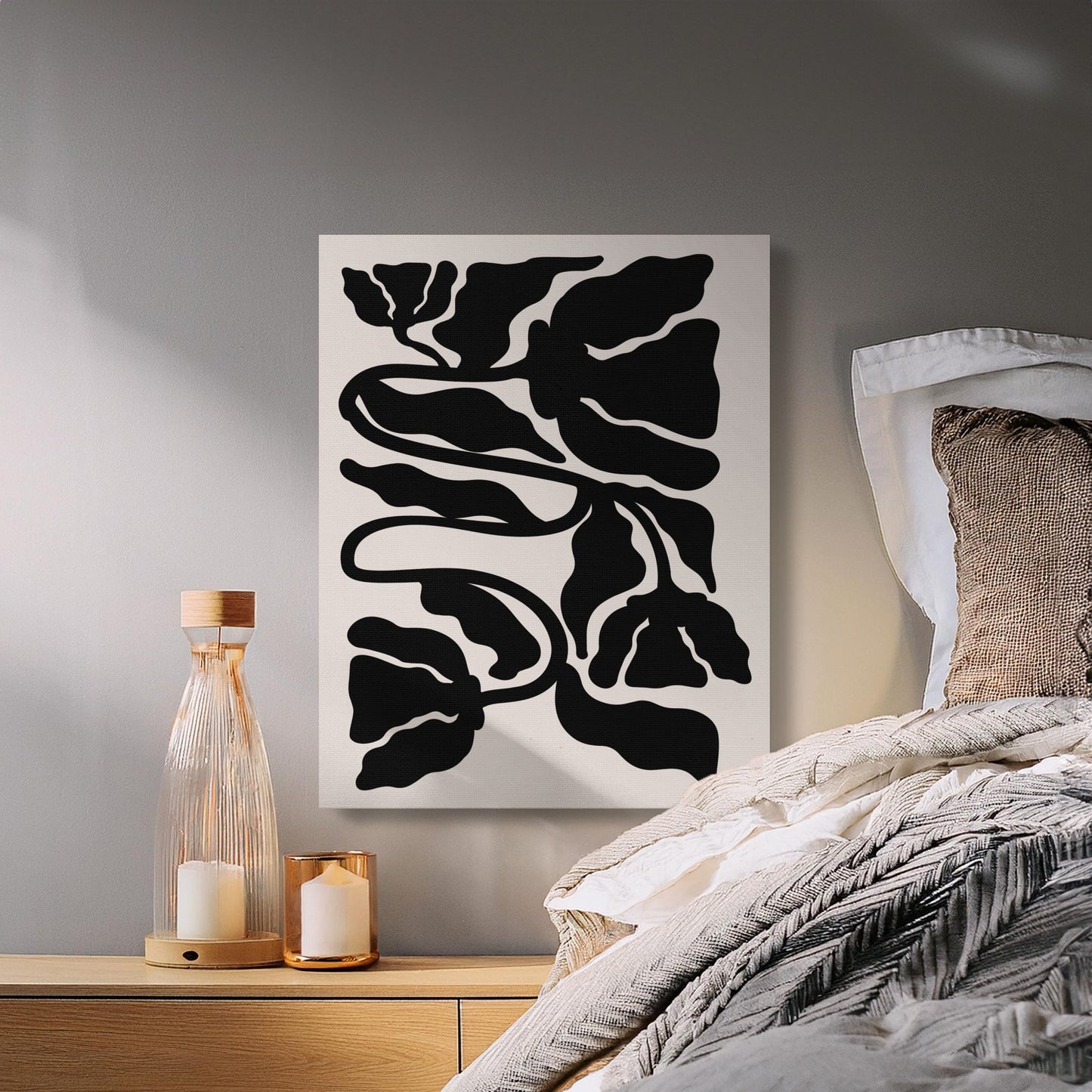 Premium Poster of Bold Black Floral Wall Art for Modern Decor Canvas Wraps