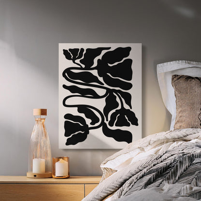 Premium Poster of Bold Black Floral Wall Art for Modern Decor Canvas Wraps