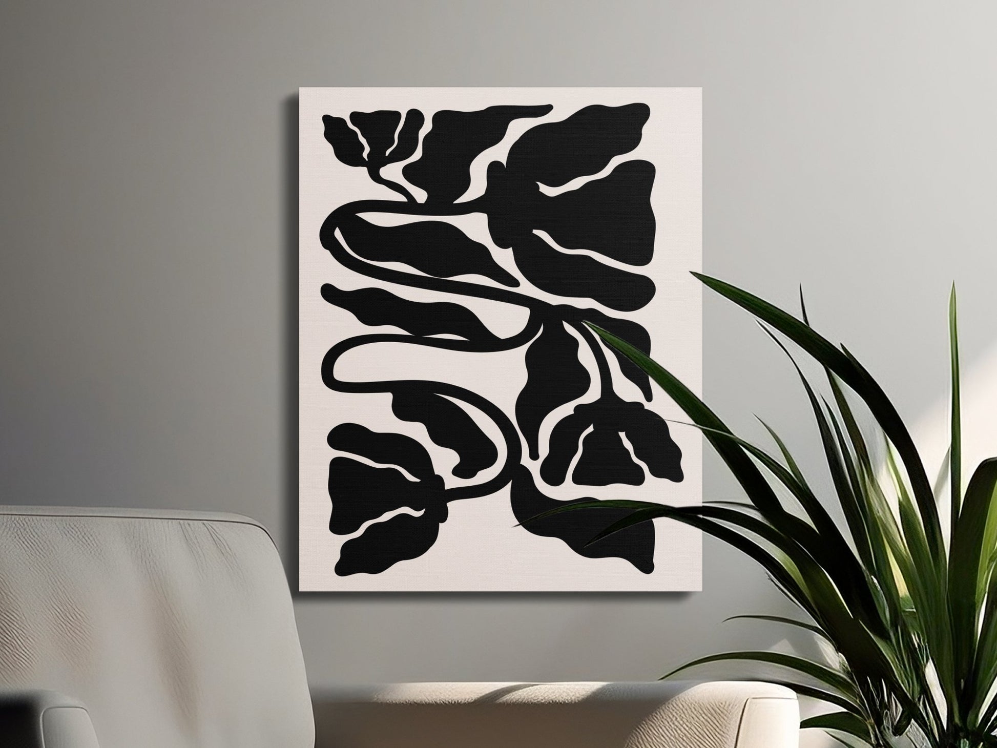 Premium Poster of Bold Black Floral Wall Art for Modern Decor Canvas Wraps