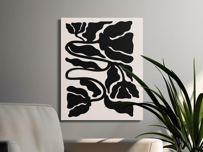 Premium Poster of Bold Black Floral Wall Art for Modern Decor Canvas Wraps