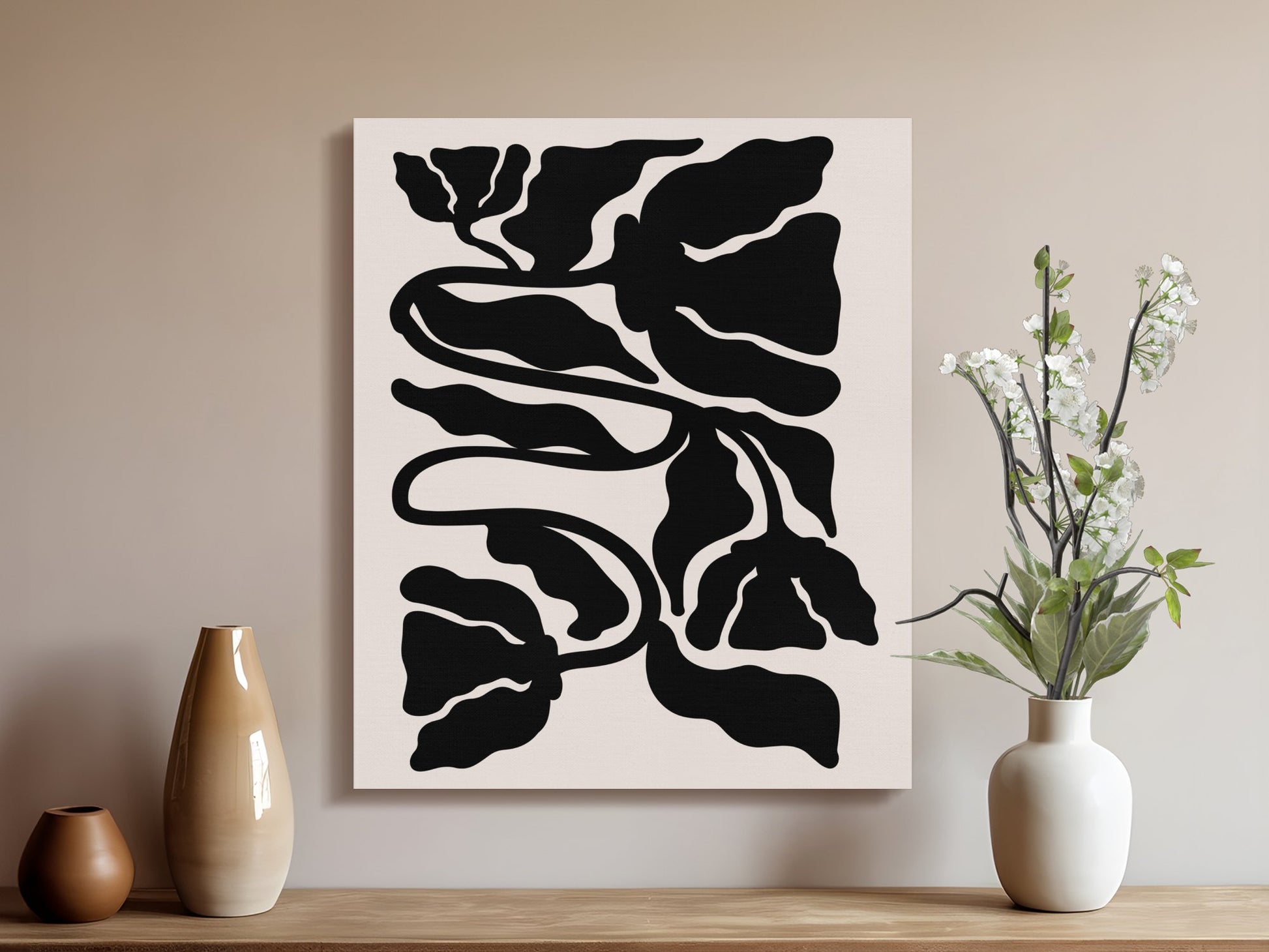 Premium Poster of Bold Black Floral Wall Art for Modern Decor Canvas Wraps