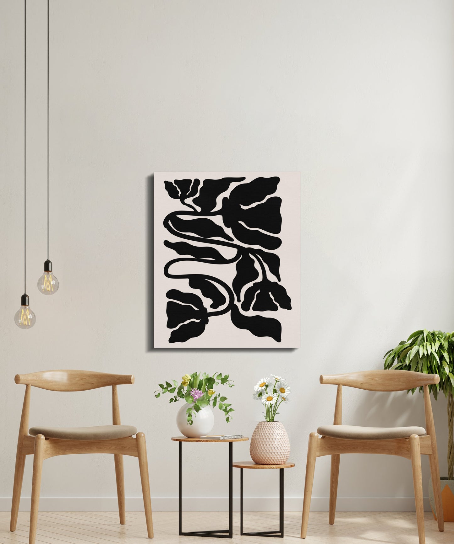Premium Poster of Bold Black Floral Wall Art for Modern Decor Canvas Wraps