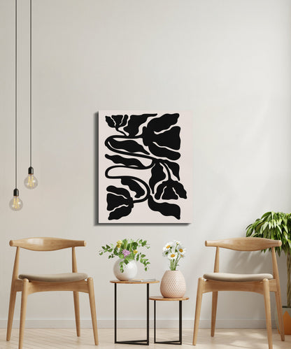Premium Poster of Bold Black Floral Wall Art for Modern Decor Canvas Wraps