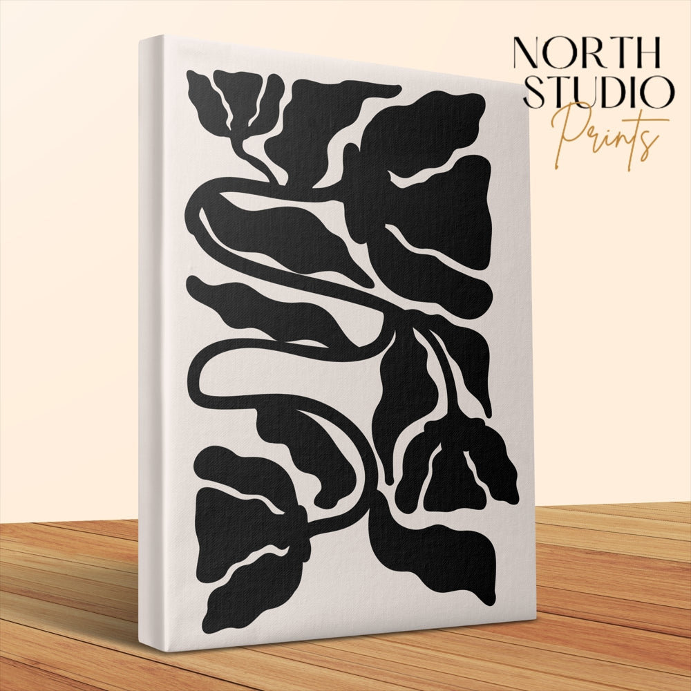 Premium Poster of Bold Black Floral Wall Art for Modern Decor Canvas Wraps