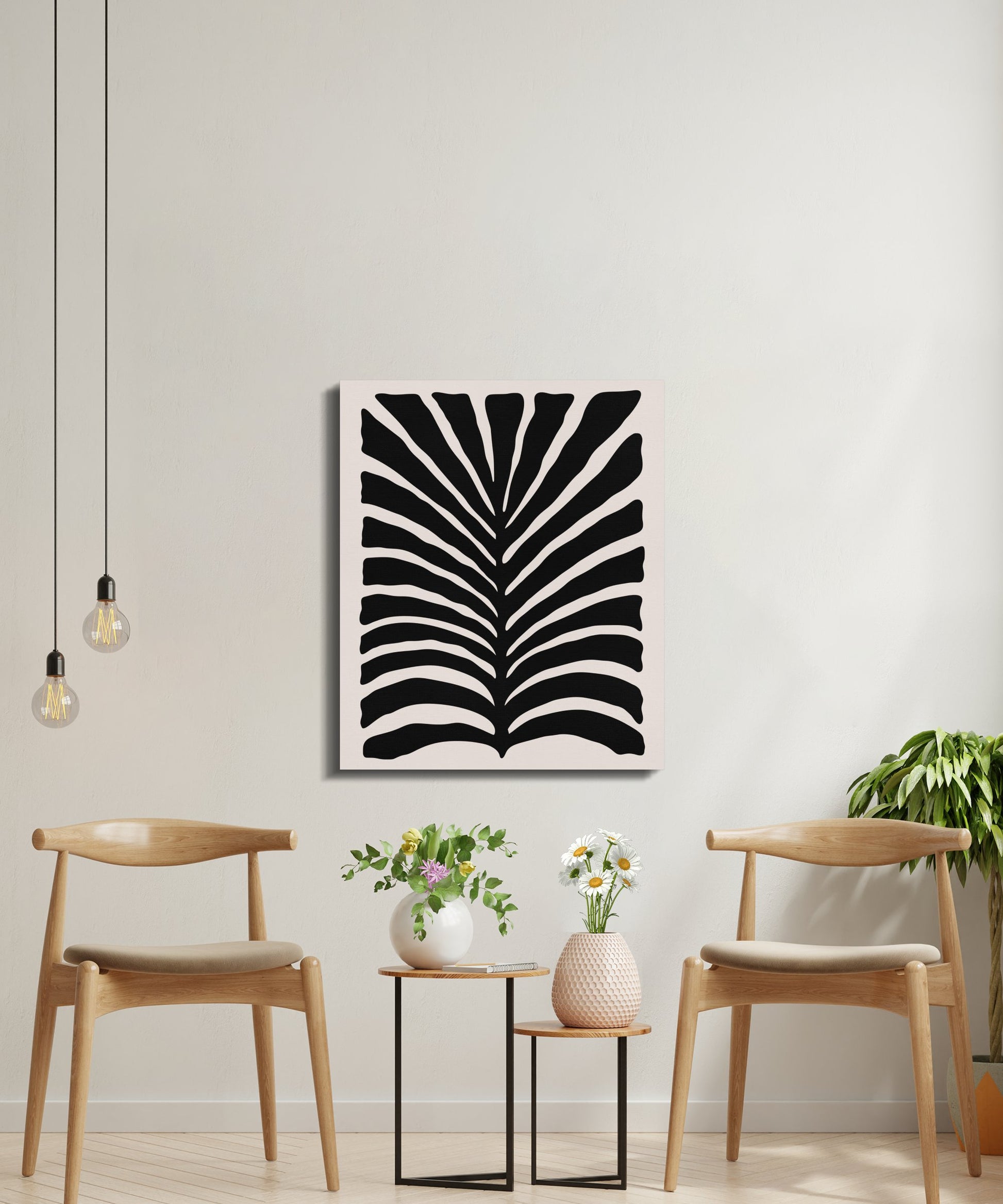 Premium Poster of Bold Black and White Botanical Abstract Canvas Wraps